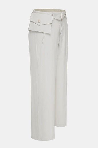 Прямые хлопковые брюки, светло-бежевые