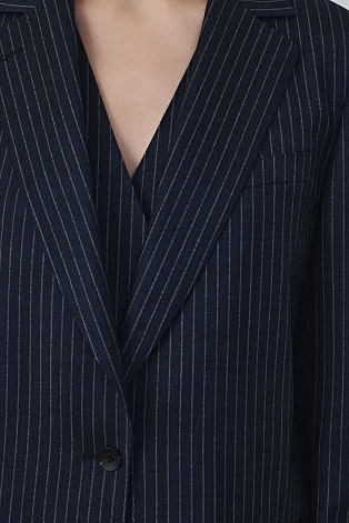 Удлиненный жакет в полоску, темно-синий M
