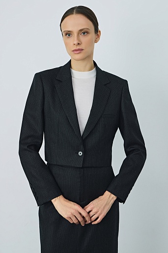 Укороченный жакет в тонкую полоску, черный GEORGINA