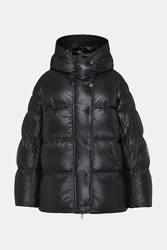 Пуховик-оверсайз с капюшоном, черный