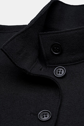 Пальто с воротником-стойкой, черное