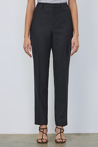 Зауженные брюки со стрелками, темно-серый меланж