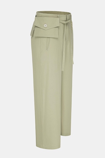 Прямые хлопковые брюки, фисташковые