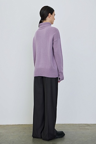 Свитер с декоративными швами с кашемиром, лавандовый
