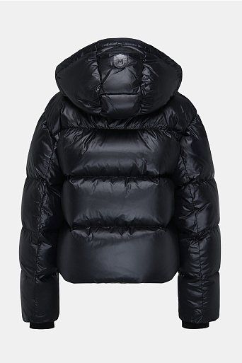 Укороченный пуховик с капюшоном, черный
