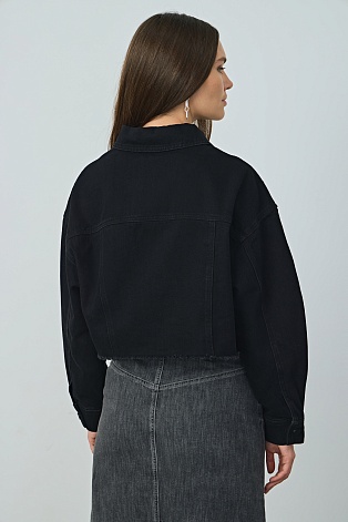 Укороченная джинсовая куртка, черная