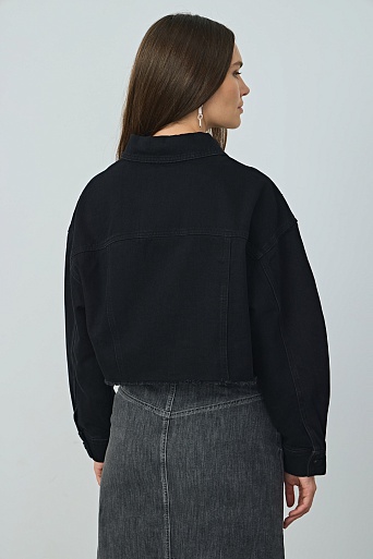 Укороченная джинсовая куртка, черная