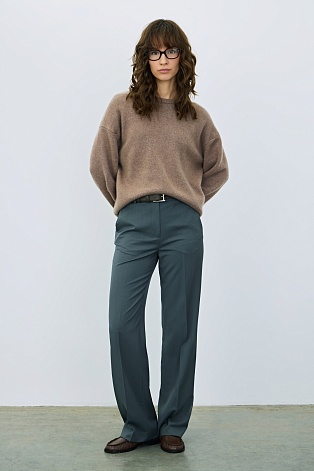 Джемпер-оверсайз со спущенным рукавом, коричневый