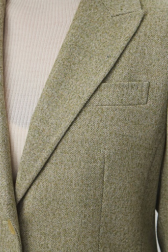 Жакет в елочку на двух пуговицах, фисташковый