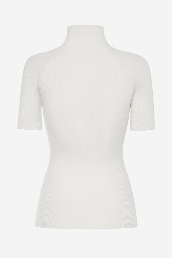 Водолазка в рубчик с коротким рукавом, белая