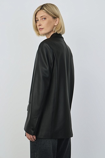 Пиджак из натуральной кожи, черный