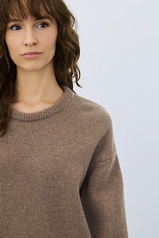 Джемпер-оверсайз со спущенным рукавом, коричневый