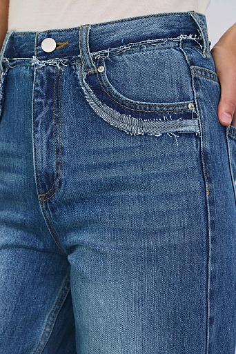 Джинсы barrel fit, синие с потертостями