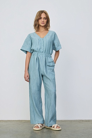 Комбинезон из жатой ткани, голубой
