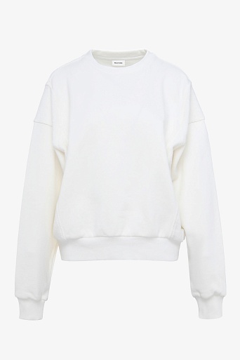 Свитшот из хлопка с текстурными вставками, белый