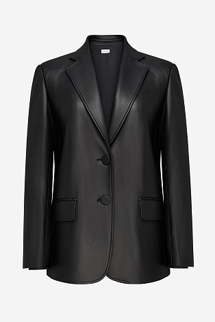 Пиджак из натуральной кожи, черный