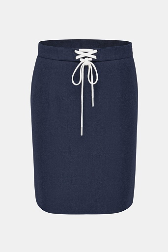Мини-юбка на шнурке, темно-синяя MIRTA