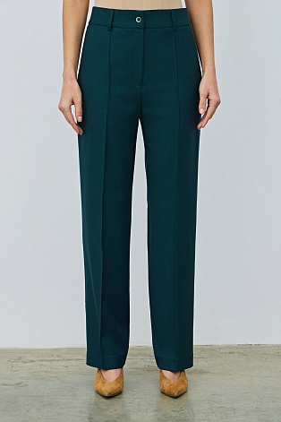 Прямые брюки со стрелками, цвет морской волны T