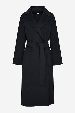 Пальто на поясе, черное