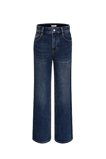 Свободные прямые джинсы, темно-синие 