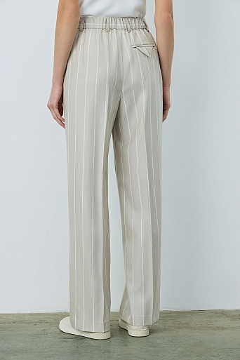 Прямые брюки в полоску на резинке, бежевые TAYLOR