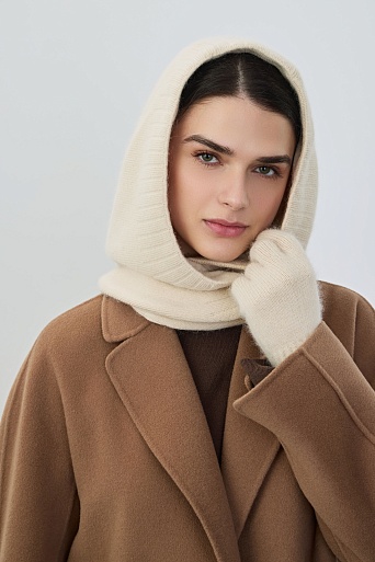 Перчатки с ангорой, кремовые 